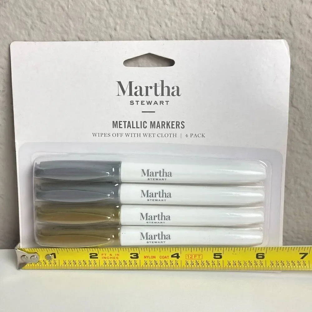 Martha Stewart Wet‎ Erase Markers 4-pack Metallic Gold Silver Whiteboard Glass